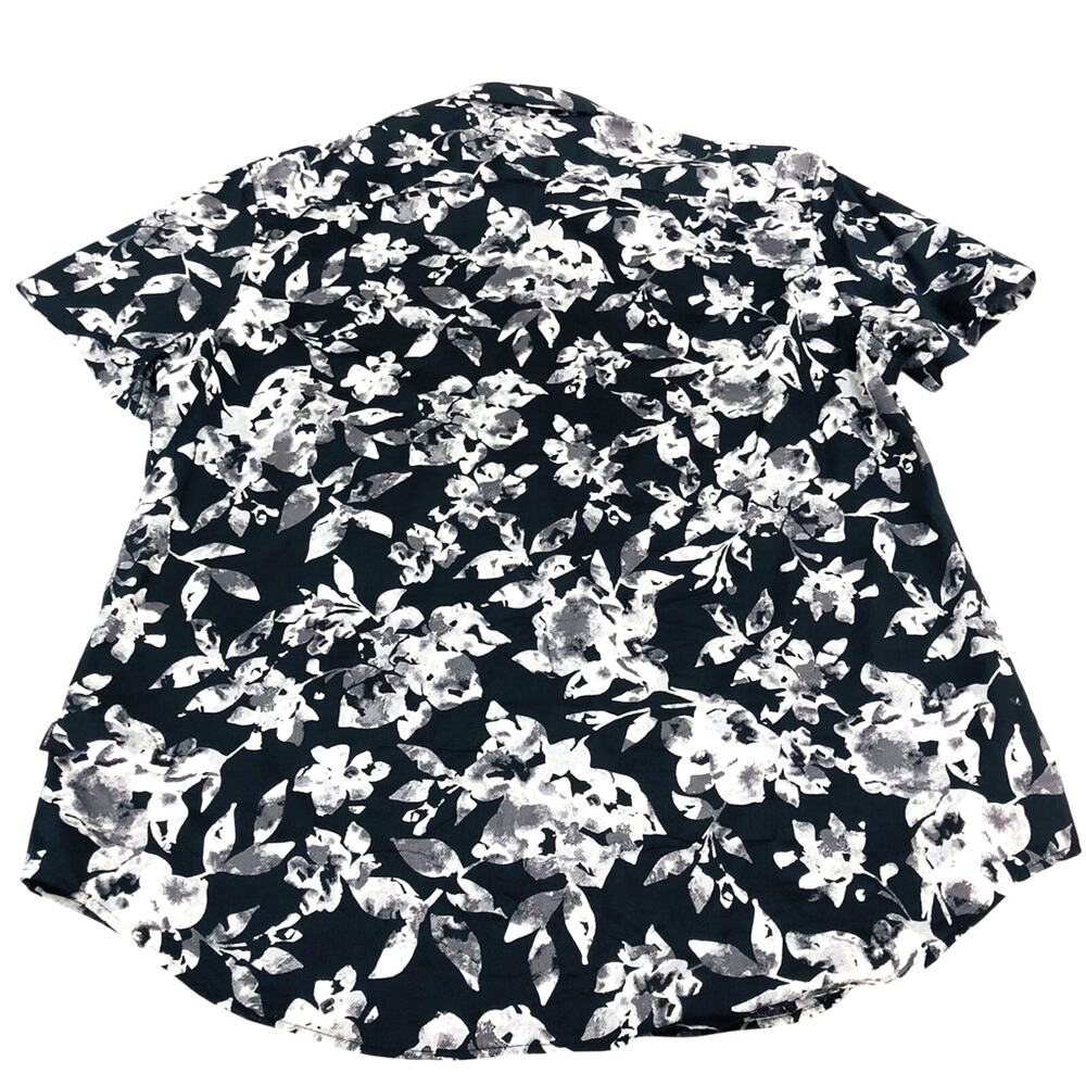 Men’s Calvin Klein black gray graphic floral print button front shirt - Picture 2 of 16